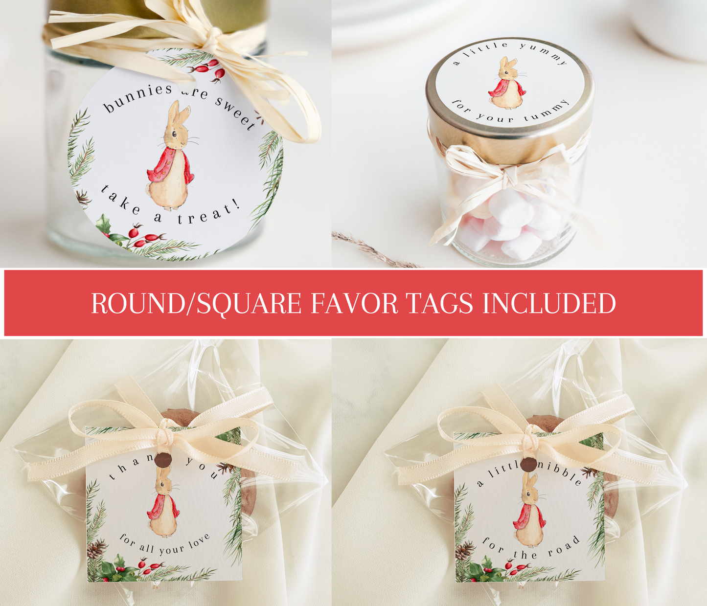 Christmas Peter Rabbit Baby Shower Template Bundle