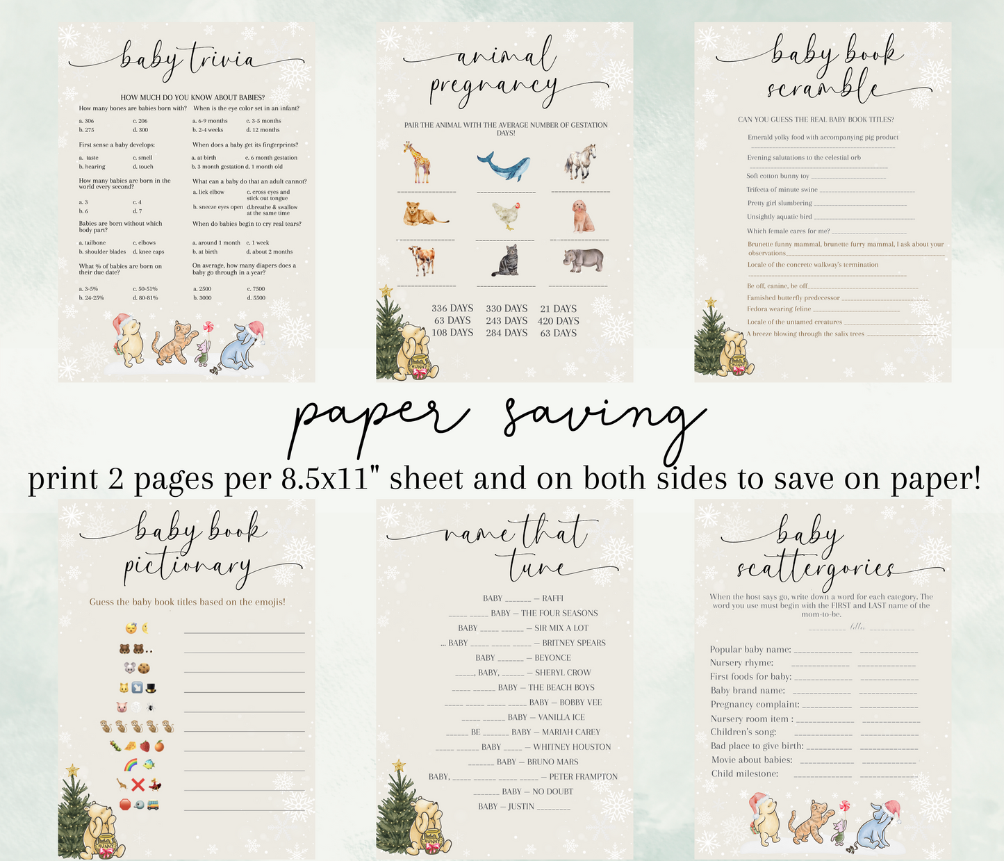 Christmas Winnie the Pooh Baby Shower Games