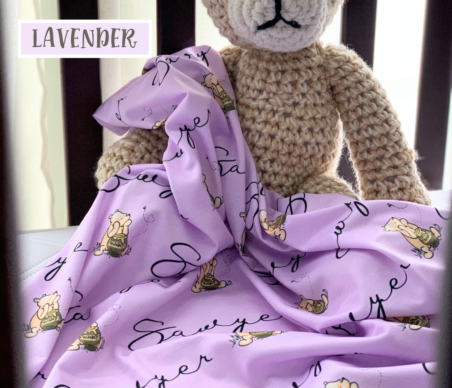 Custom Pooh Bear Swaddle Blanket