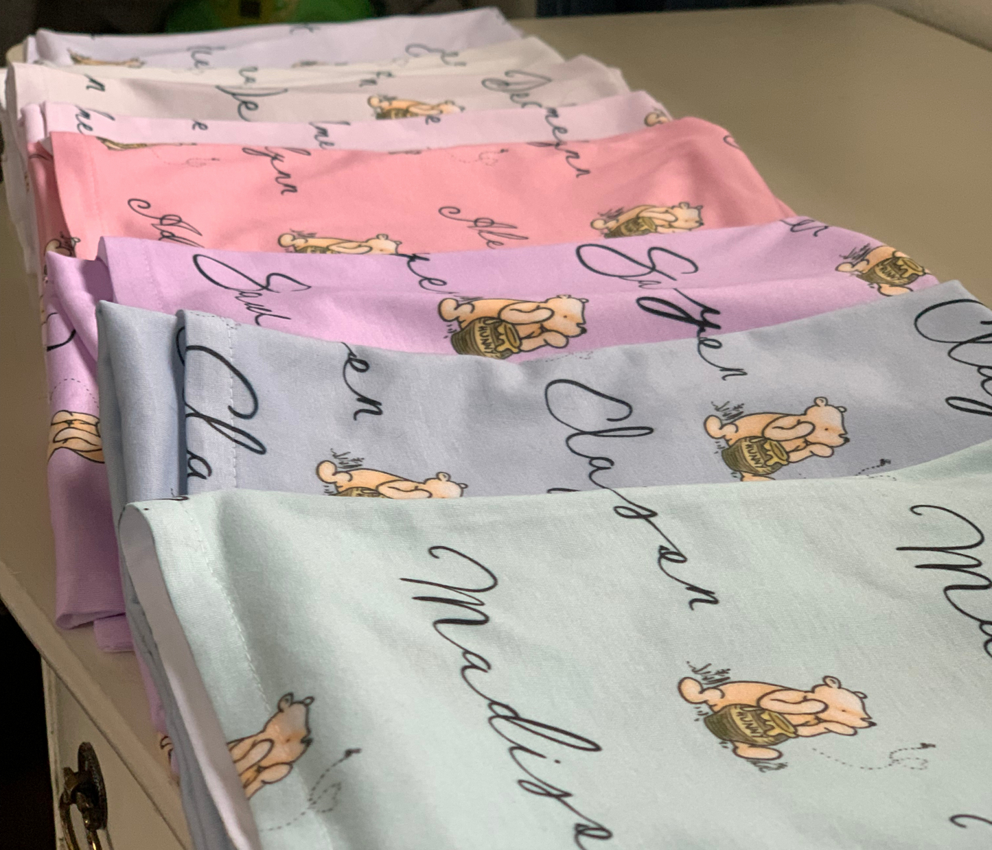 Custom Pooh Bear Swaddle Blanket