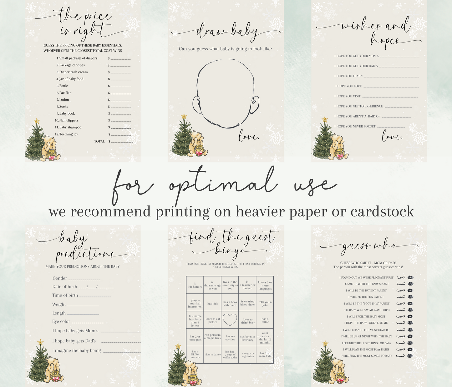 Christmas Winnie the Pooh Baby Shower Games