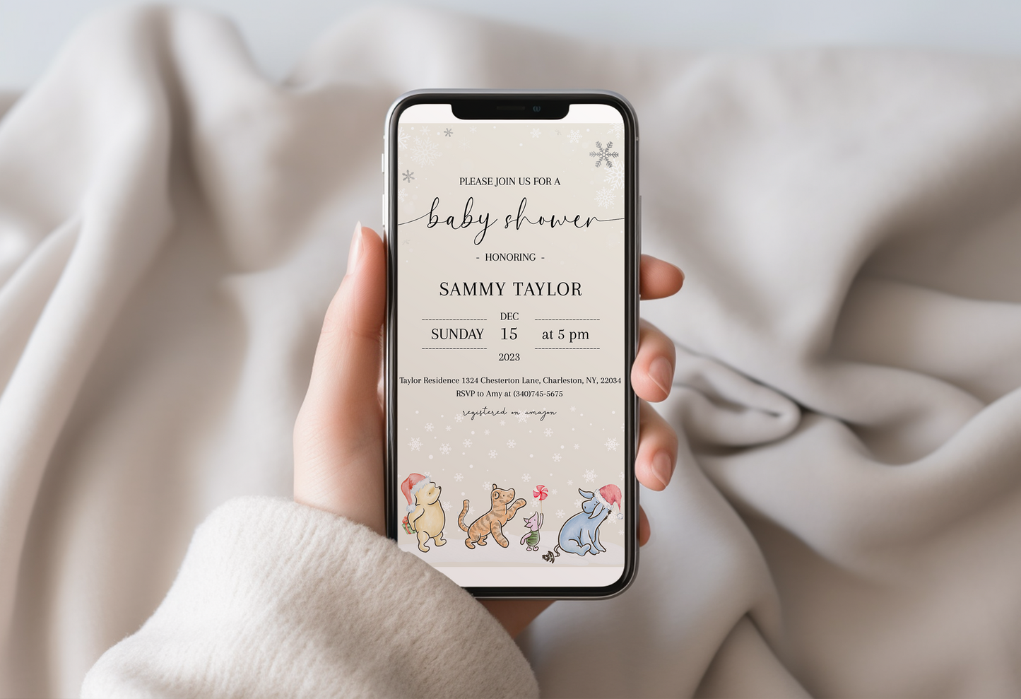 Winter Pooh Baby Shower Invitation Templates