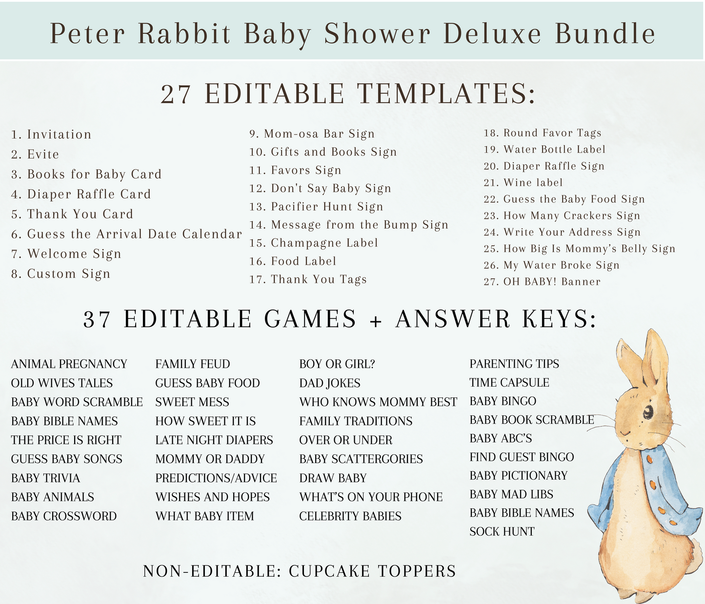 Beatrix Potter Bunny Baby Shower Bundle