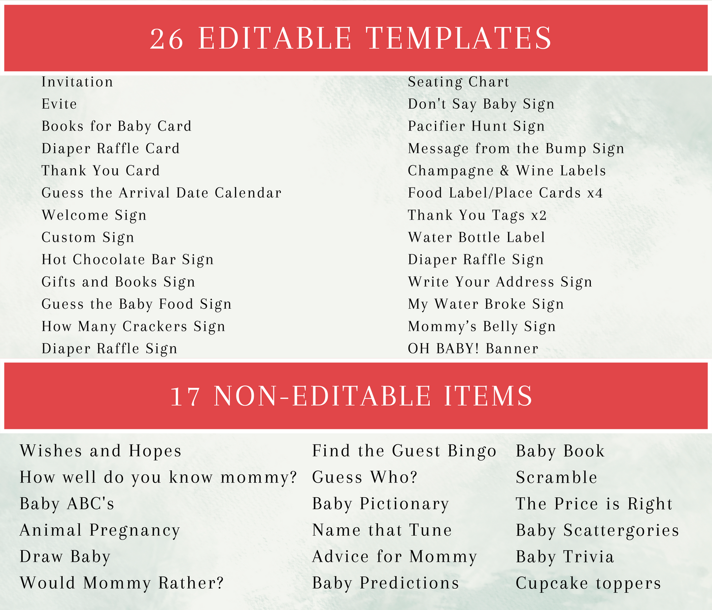 Christmas Peter Rabbit Baby Shower Template Bundle