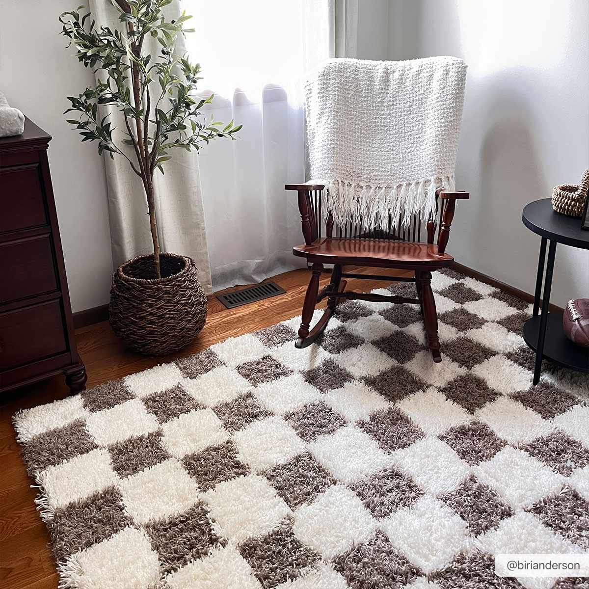 Brown Checkered Area Rug