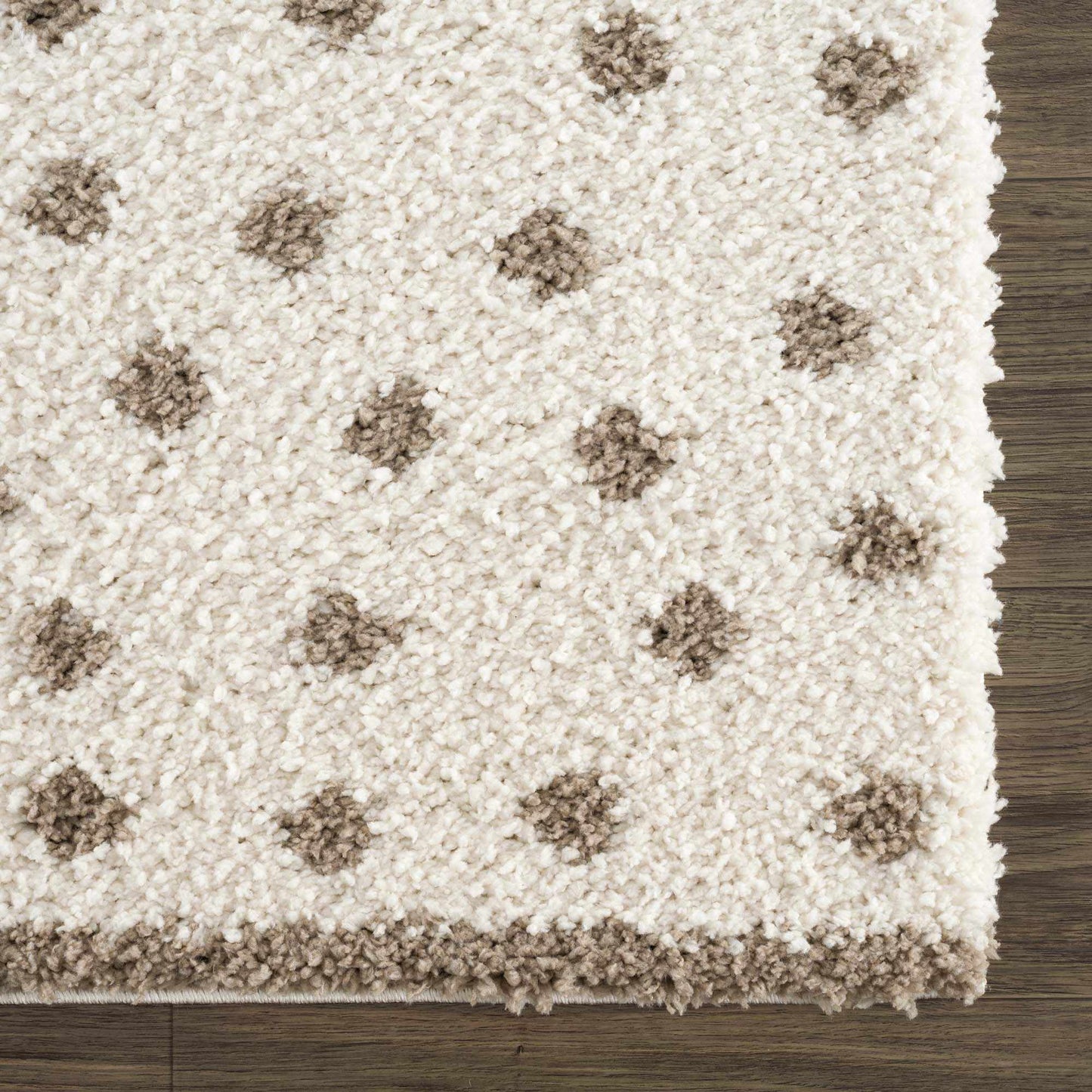 Dotted Cream & Brown Plush Rug