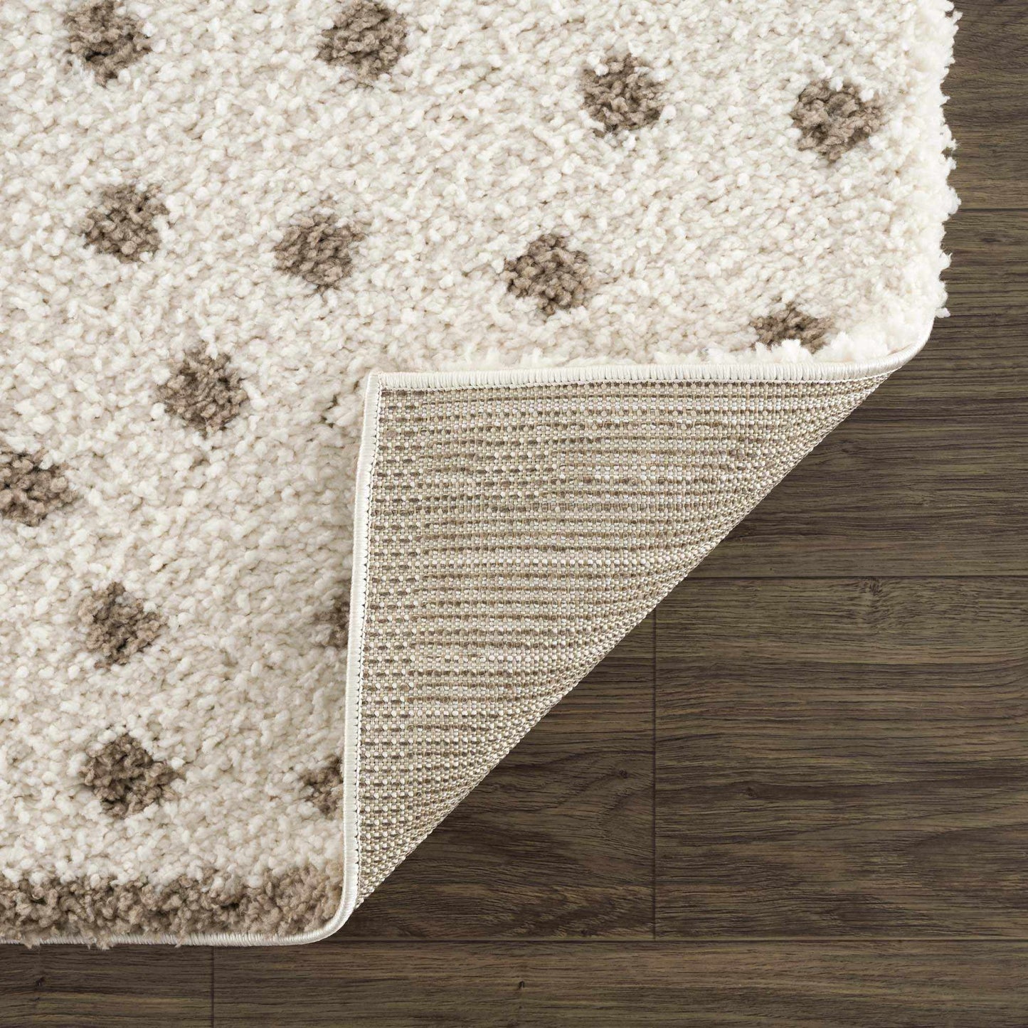 Dotted Cream & Brown Plush Rug