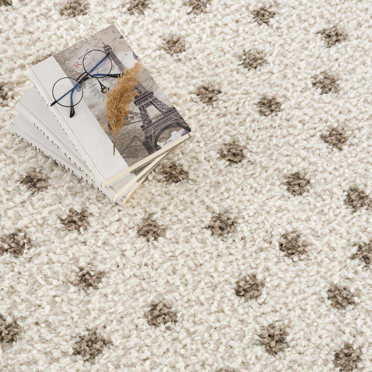 Dotted Cream & Brown Plush Rug