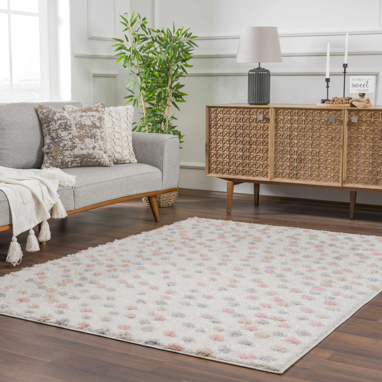 Pink & Cream Dotted Nursery Rug