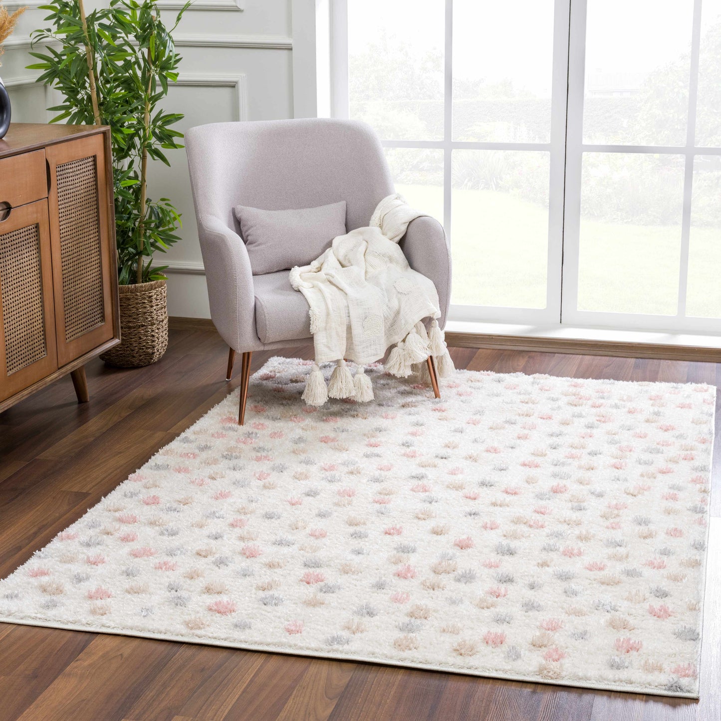 Pink & Cream Dotted Nursery Rug
