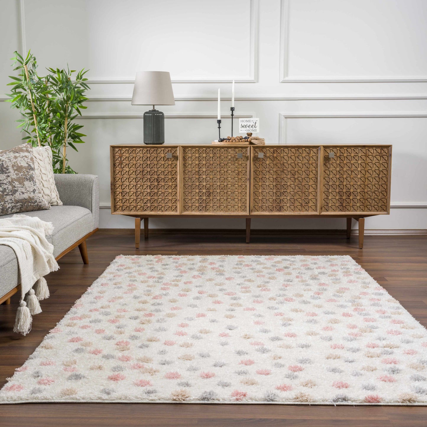 Pink & Cream Dotted Nursery Rug