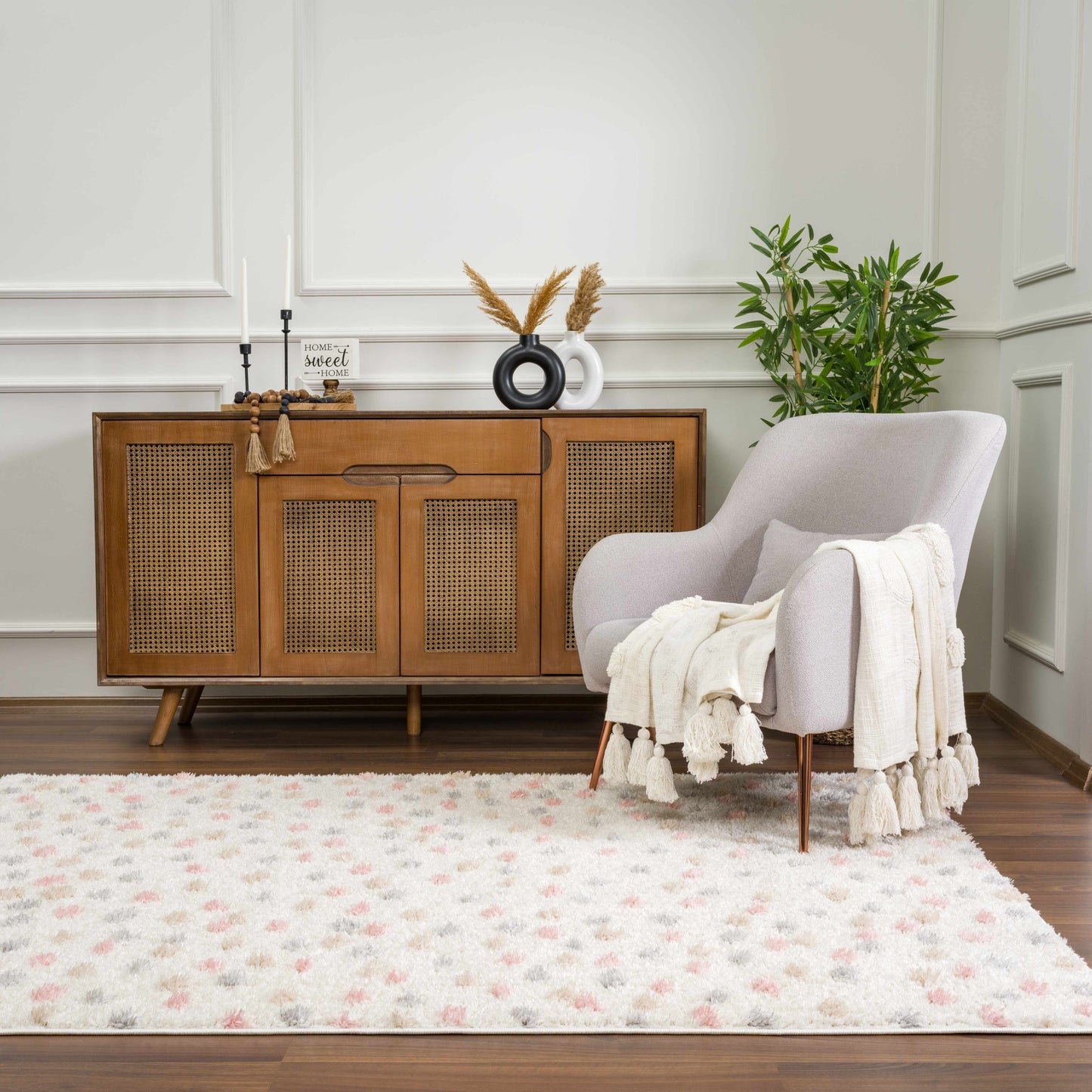 Pink & Cream Dotted Nursery Rug