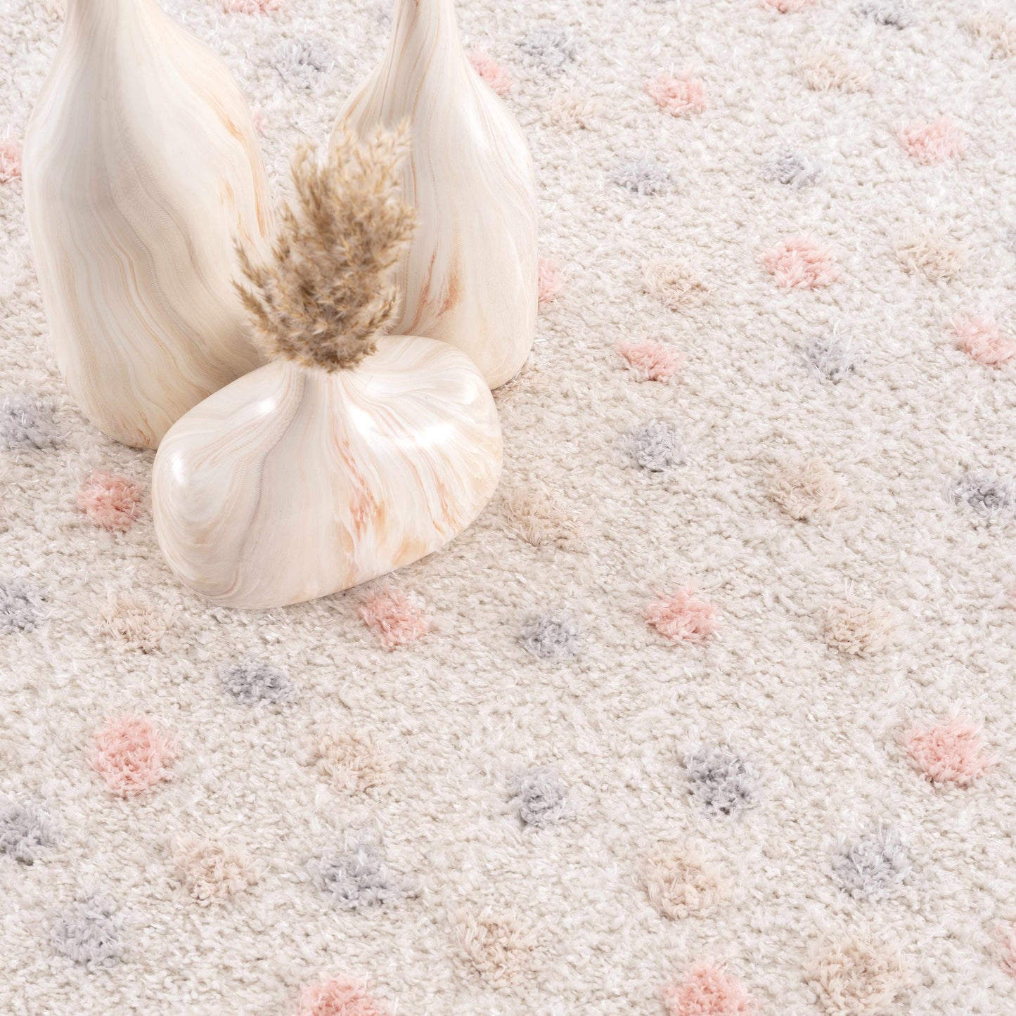 Pink & Cream Dotted Nursery Rug