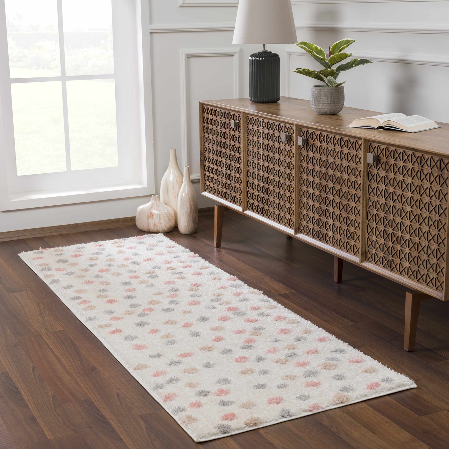 Pink & Cream Dotted Nursery Rug