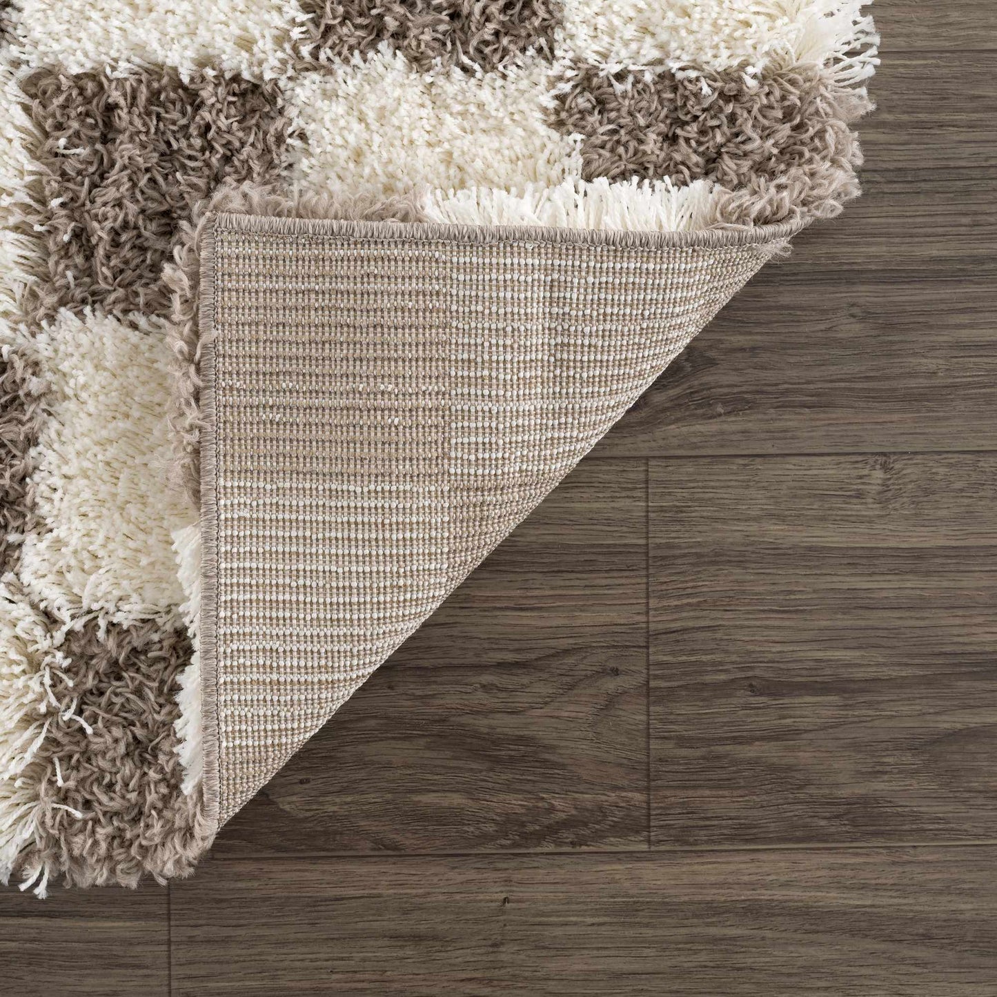 Brown Checkered Area Rug