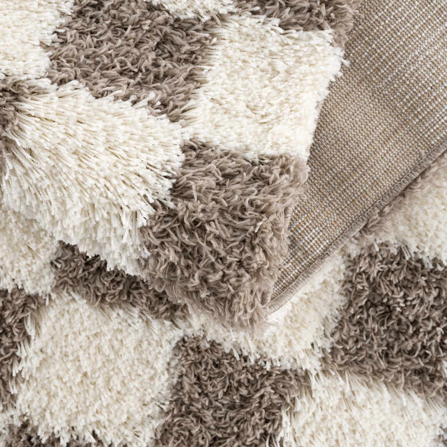 Brown Checkered Area Rug