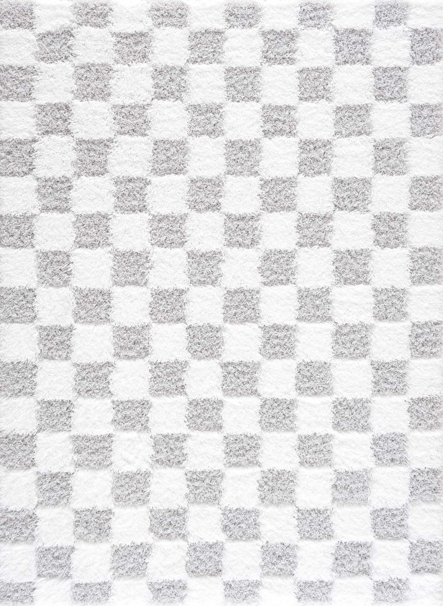 Gray Checkered Area Rug