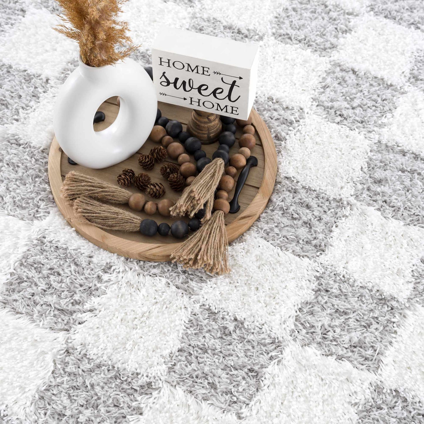 Gray Checkered Area Rug