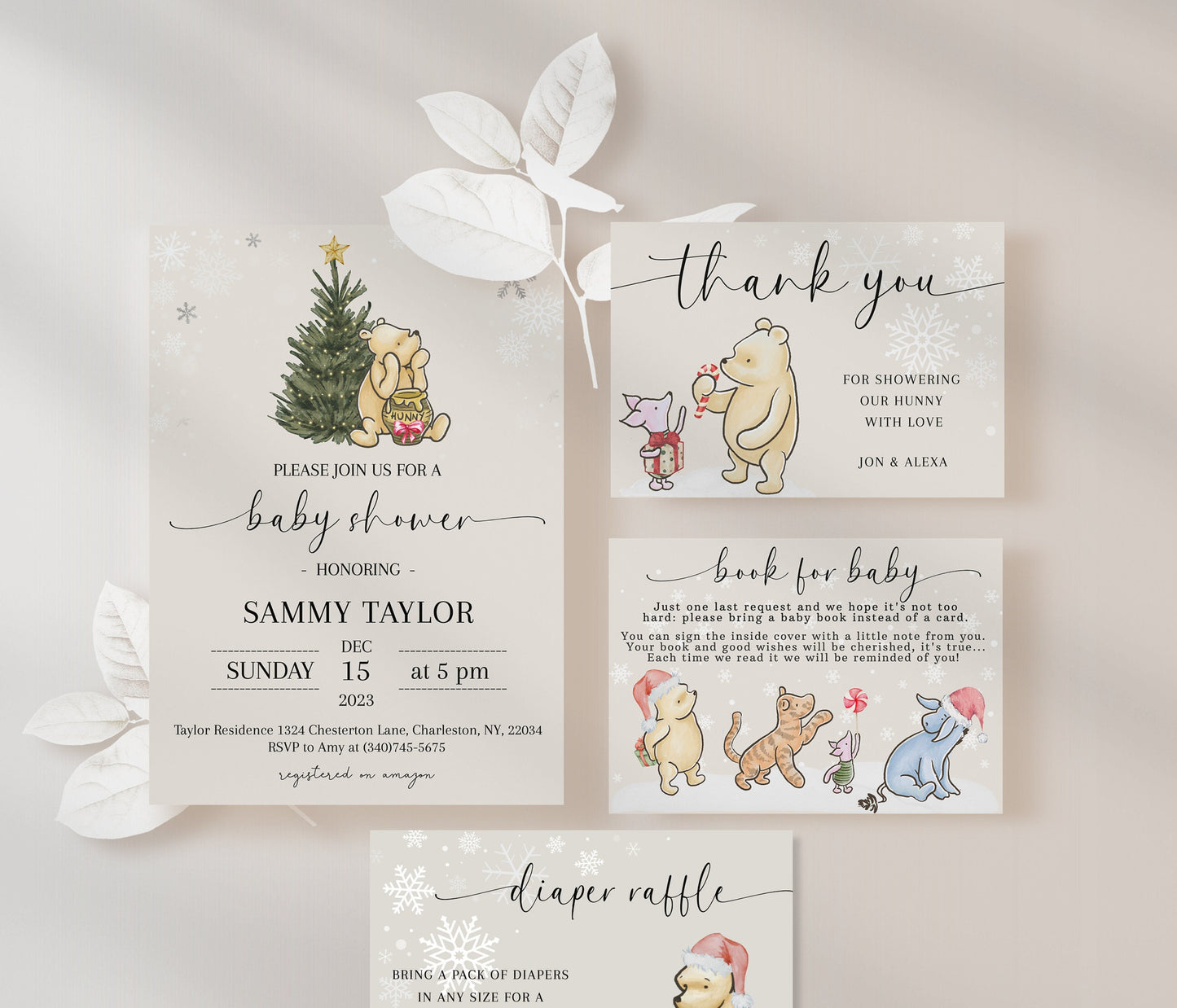 Winter Pooh Baby Shower Invitation Templates