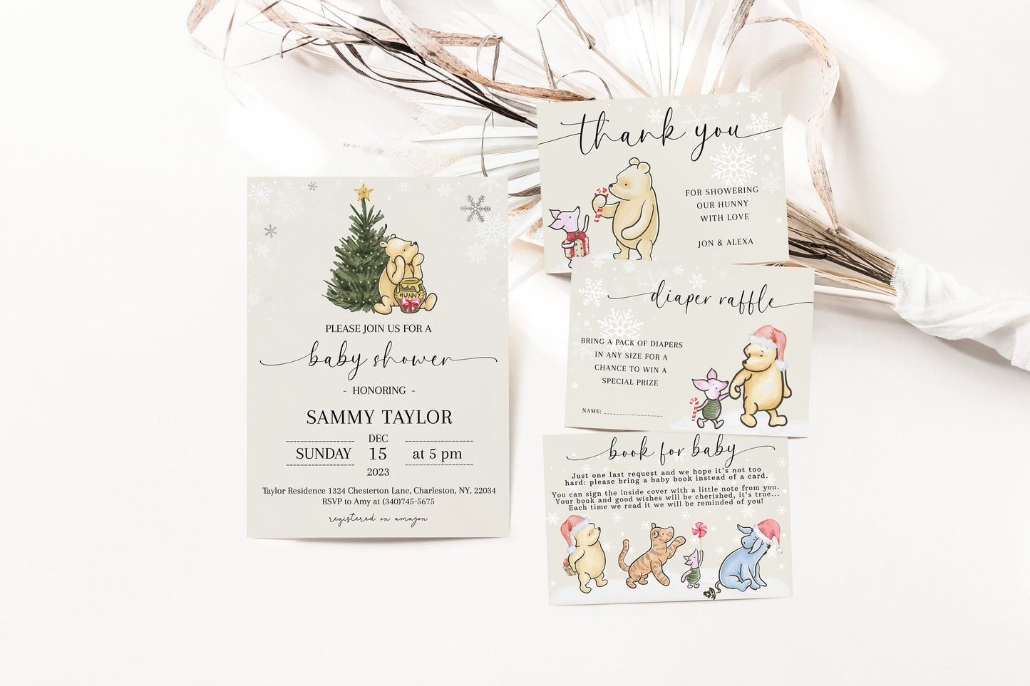 Winter Pooh Baby Shower Invitation Templates