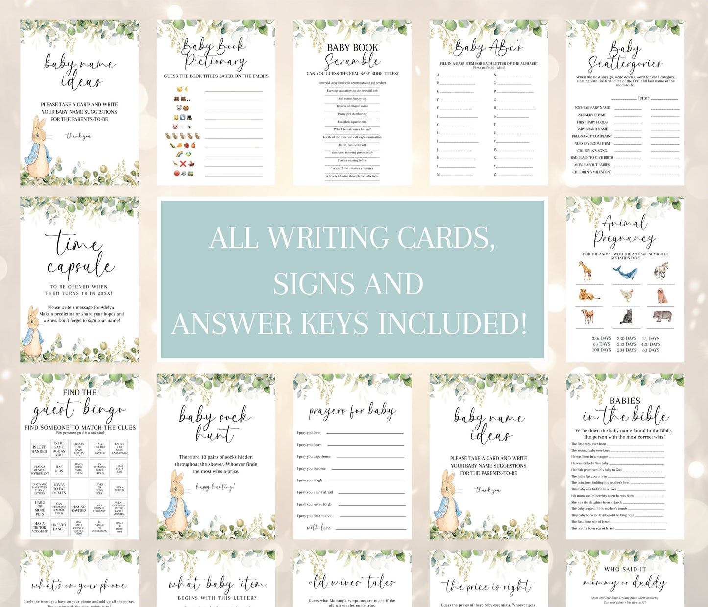 Peter Rabbit Baby Shower Game Pack