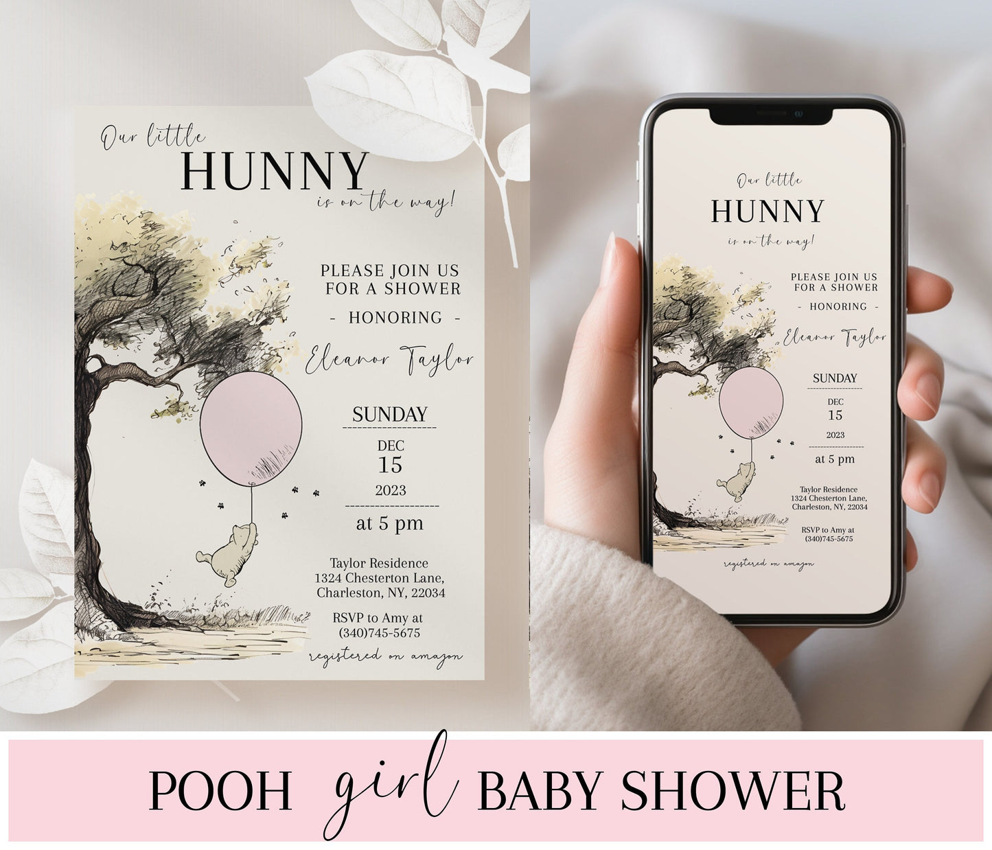 Pooh Girl Baby Shower Invitation Templates