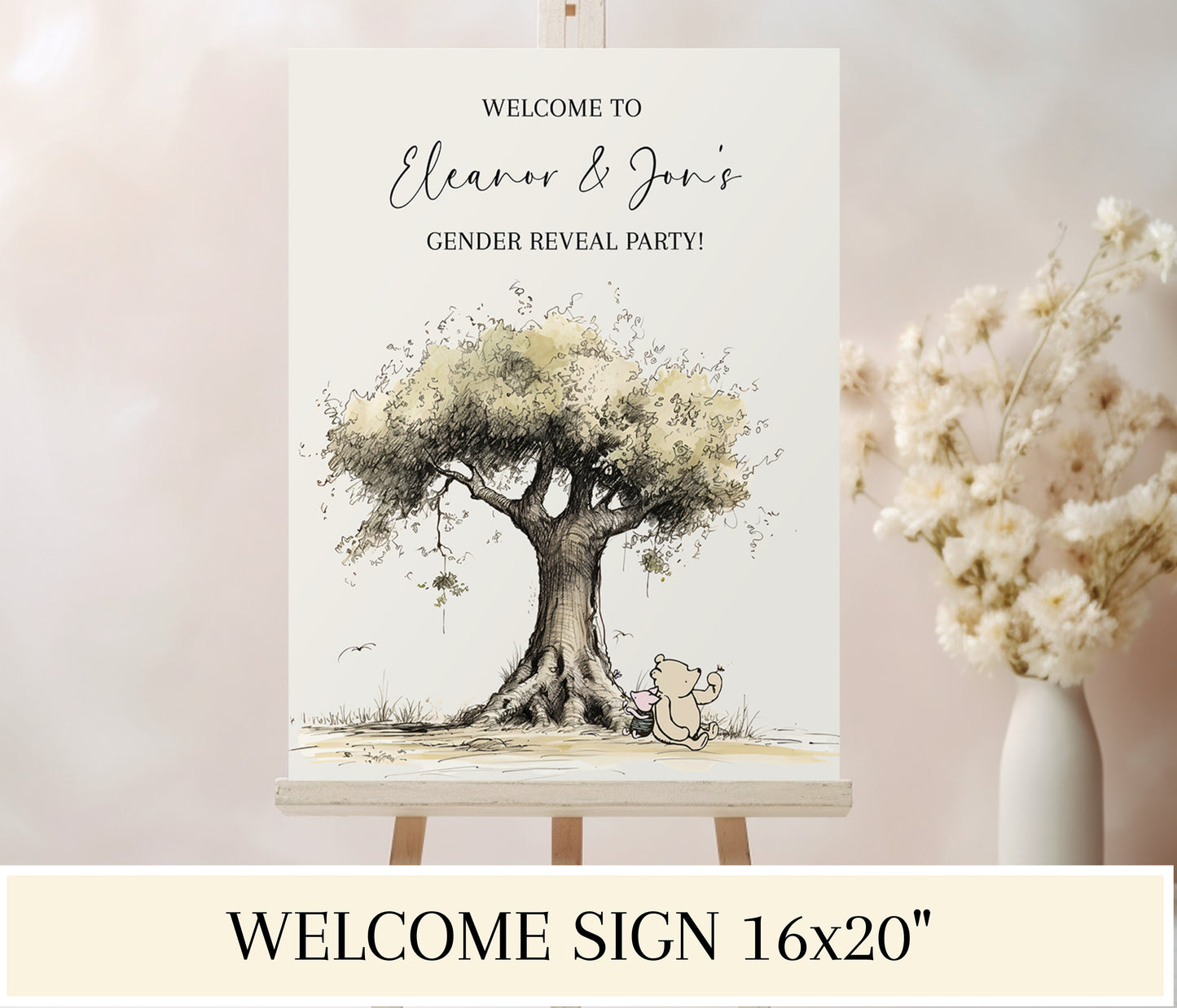 Classic Pooh Gender Reveal Invitation Suite