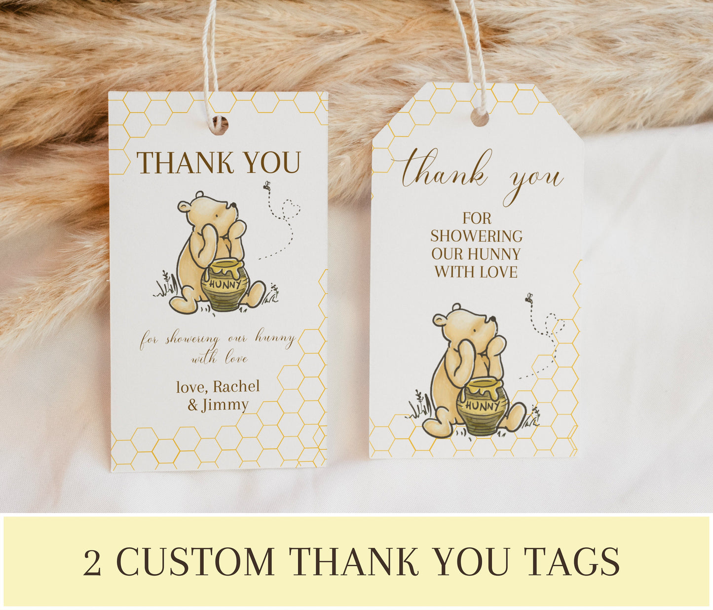 Editable Honey Jar Pooh Bear Tags