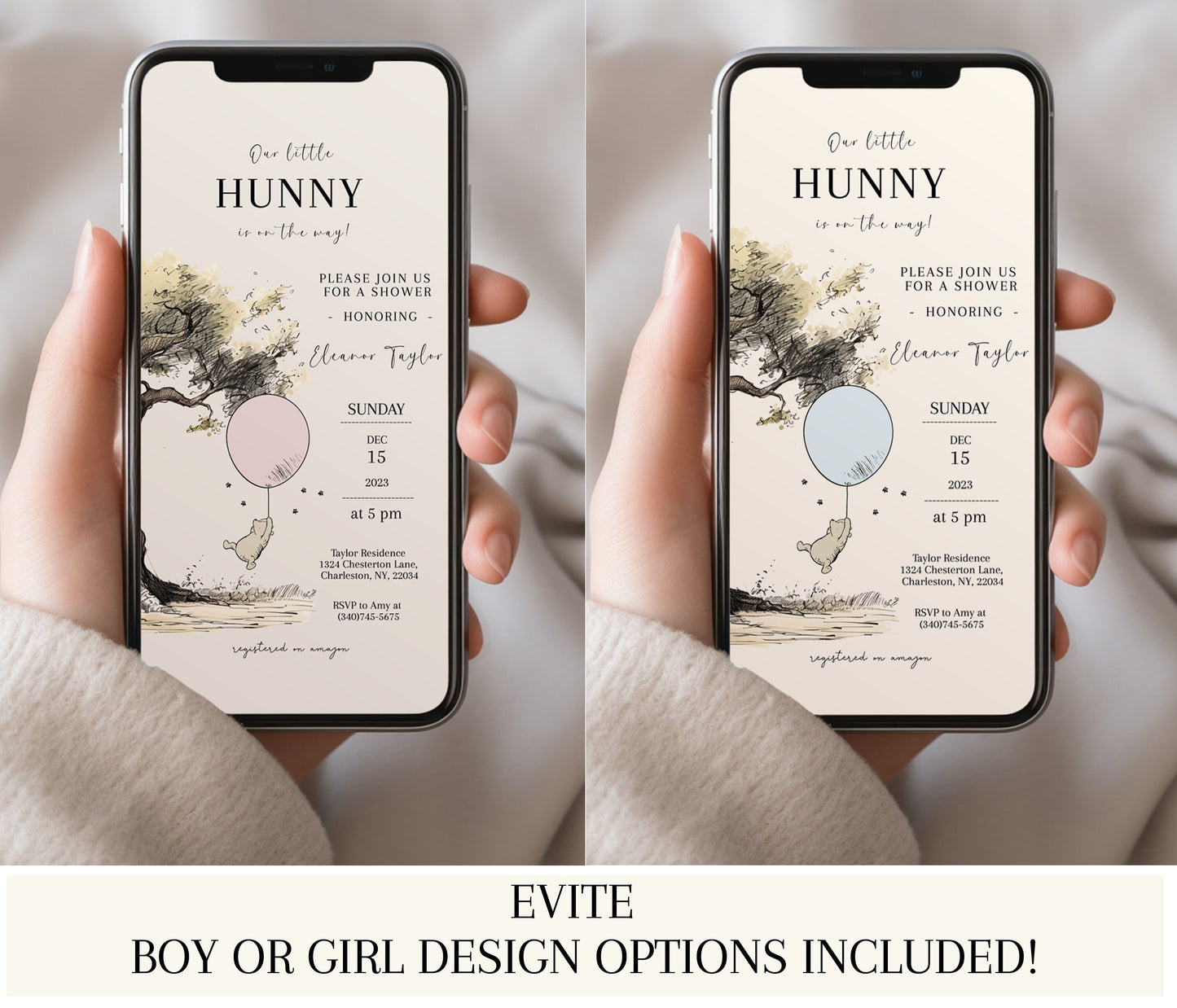 Classic Winnie the Pooh Baby Shower Invitation Suite