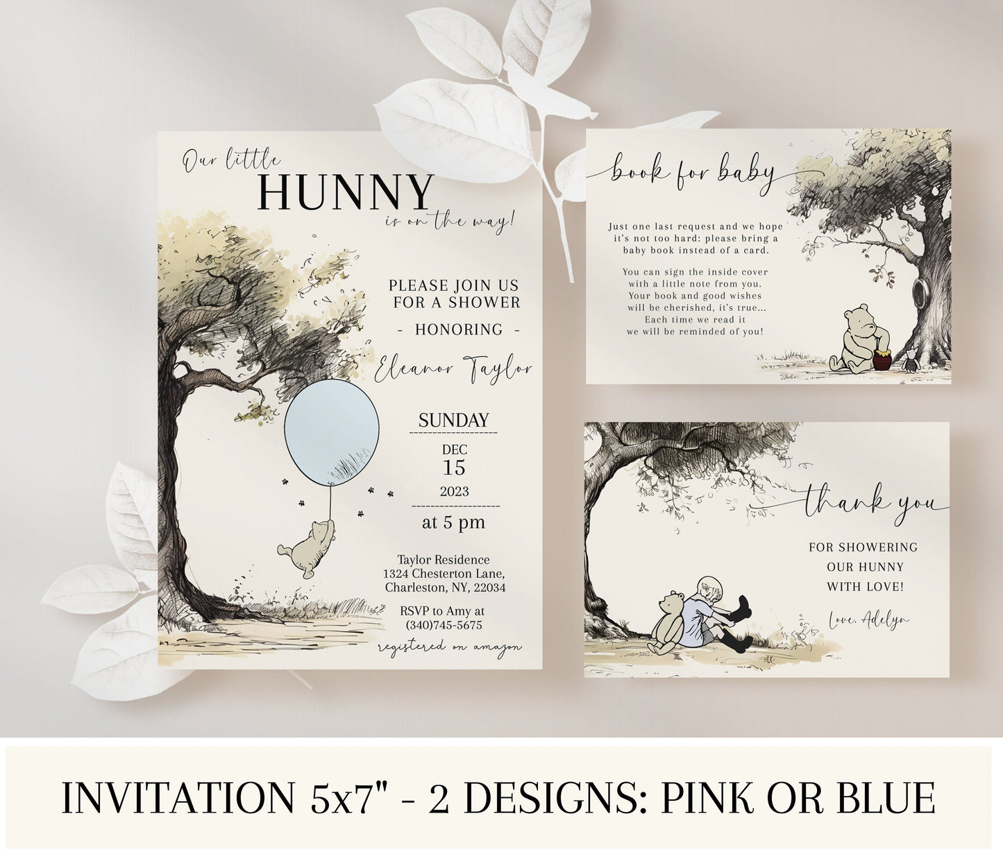 Classic Winnie the Pooh Baby Shower Invitation Suite