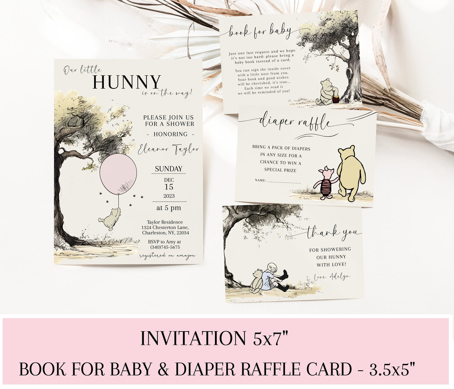 Pooh Girl Baby Shower Invitation Templates
