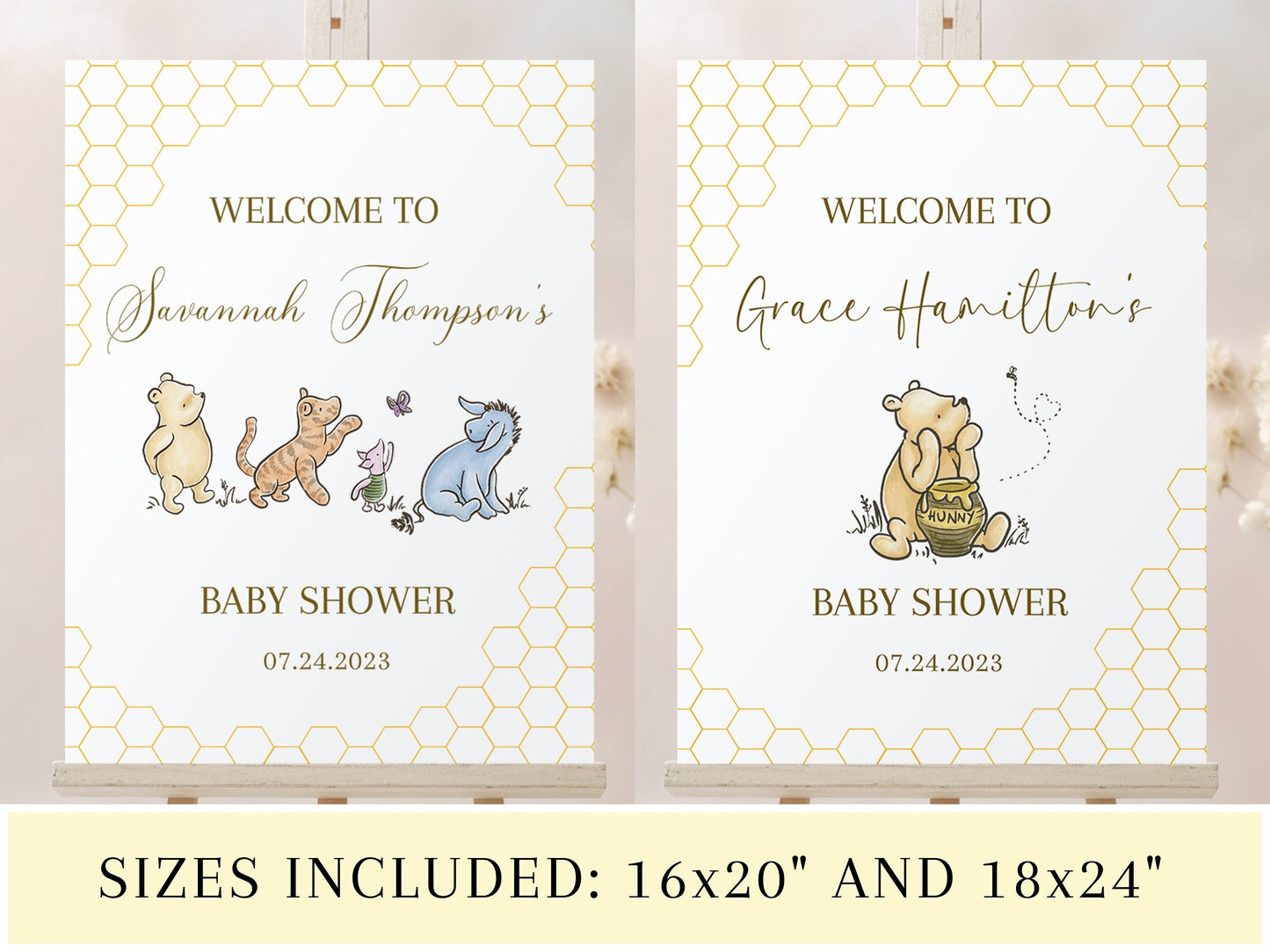 Winnie the Pooh Baby Shower Editable Welcome Sign
