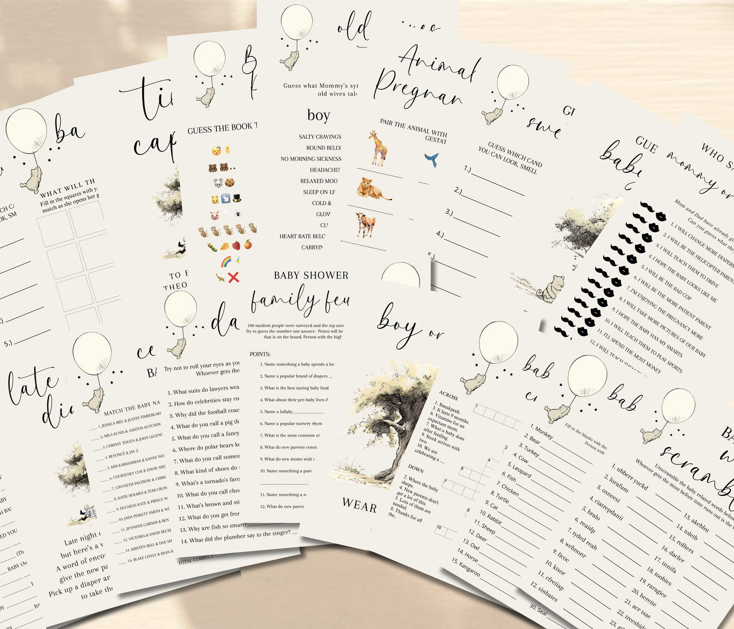 Vintage Pooh Baby Shower Games