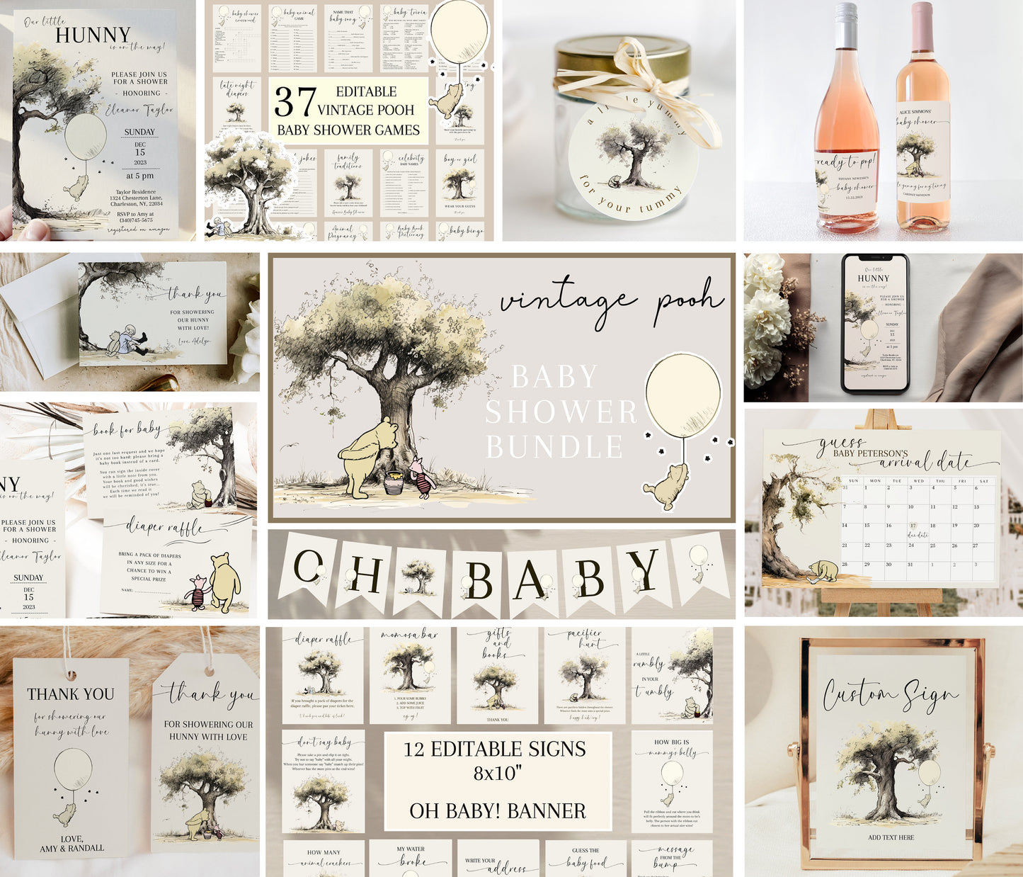 Vintage Winnie The Pooh Baby Shower Bundle