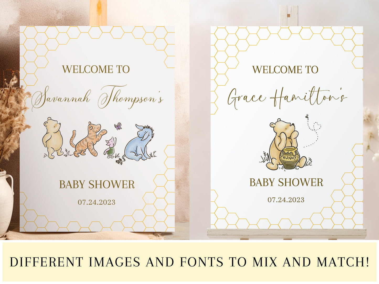 Classic Winnie the Pooh Baby Shower Sign Bundle
