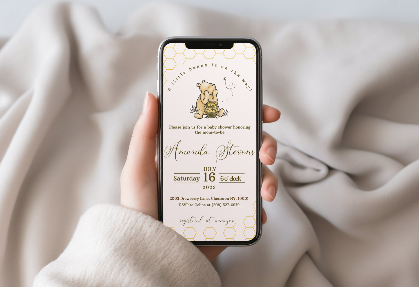 Winnie the Pooh Baby Shower Invitation Editable Template
