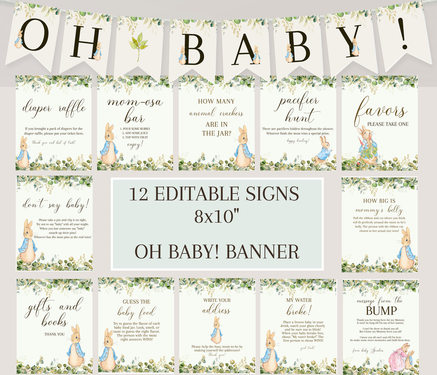 Beatrix Potter Bunny Baby Shower Bundle