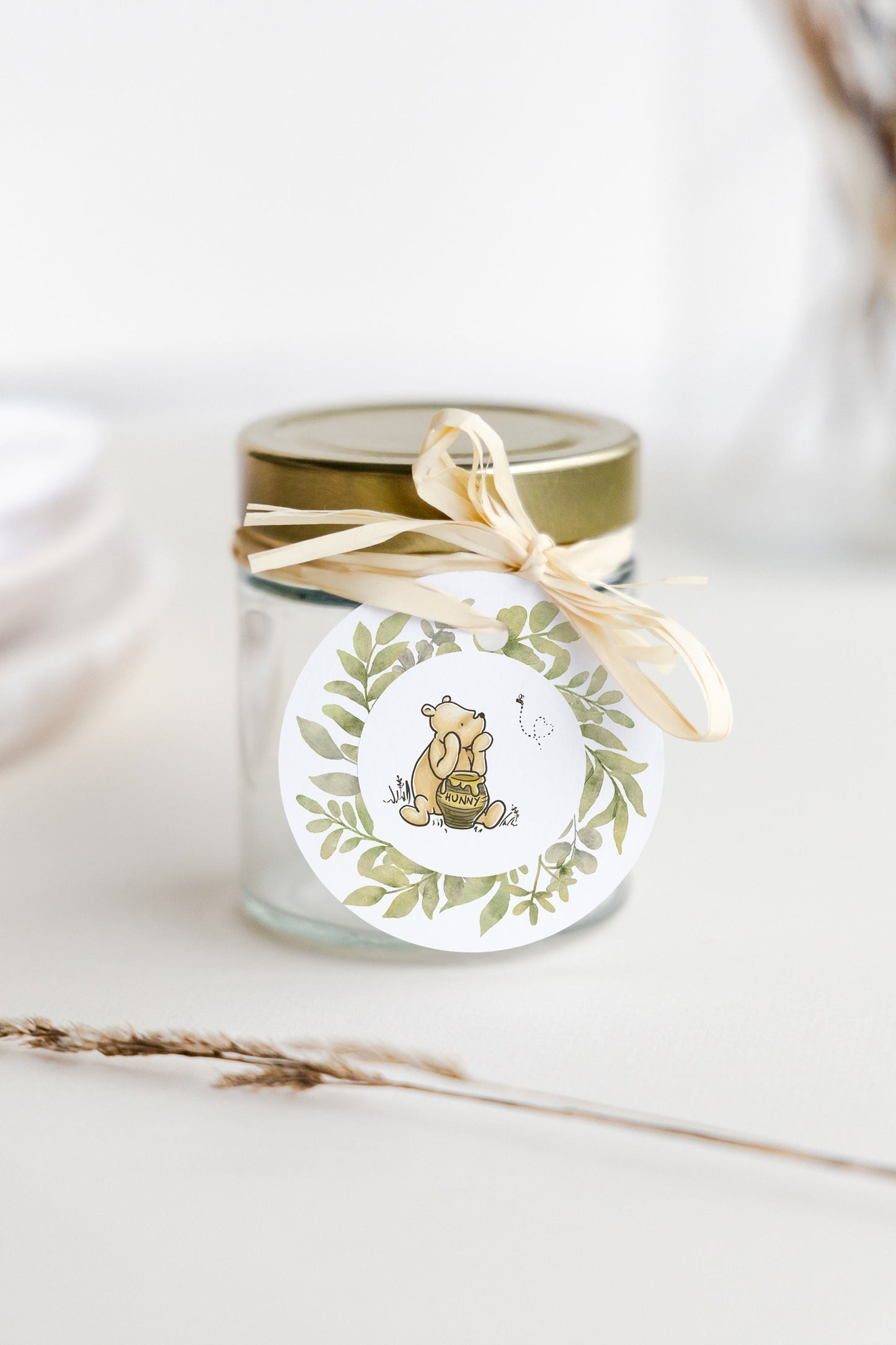 First Birthday Pooh Bear Editable Invitation