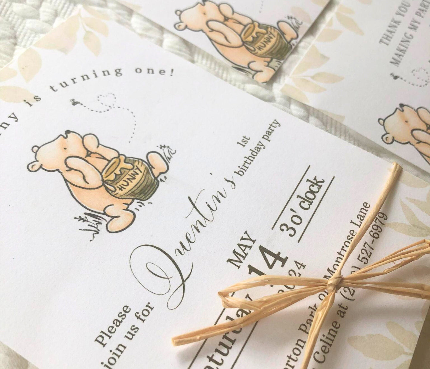 Pooh 1st Birthday Invitation Templates