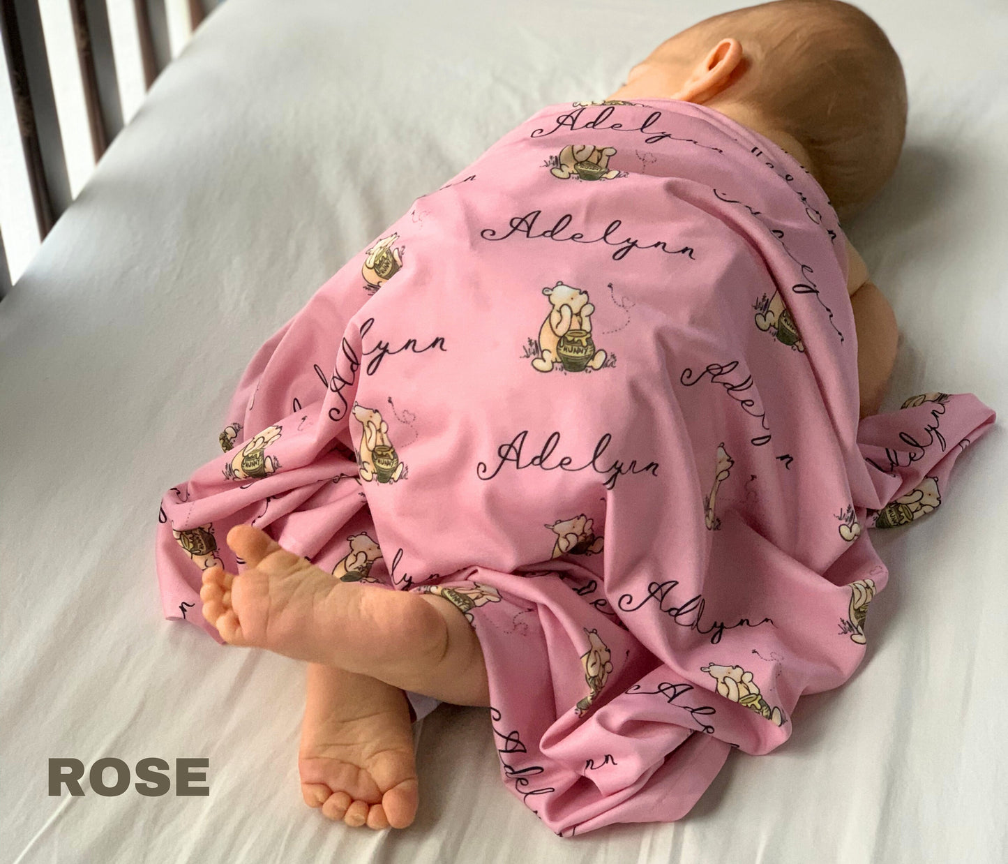Custom Pooh Bear Swaddle Blanket