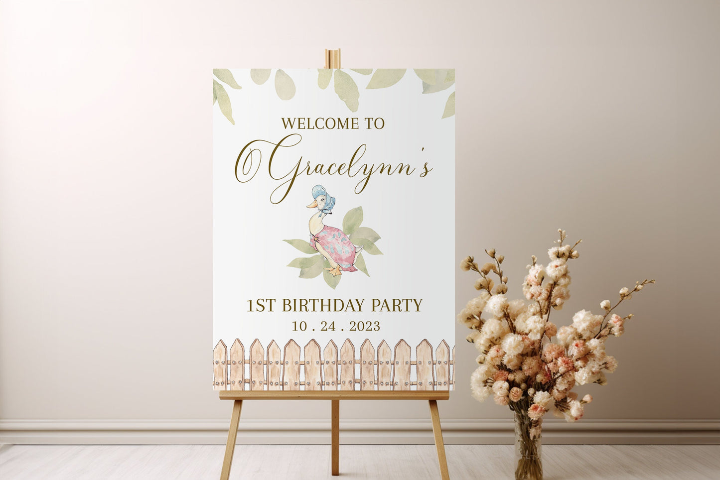 Jemima Puddleduck 1st Birthday Invitation Template