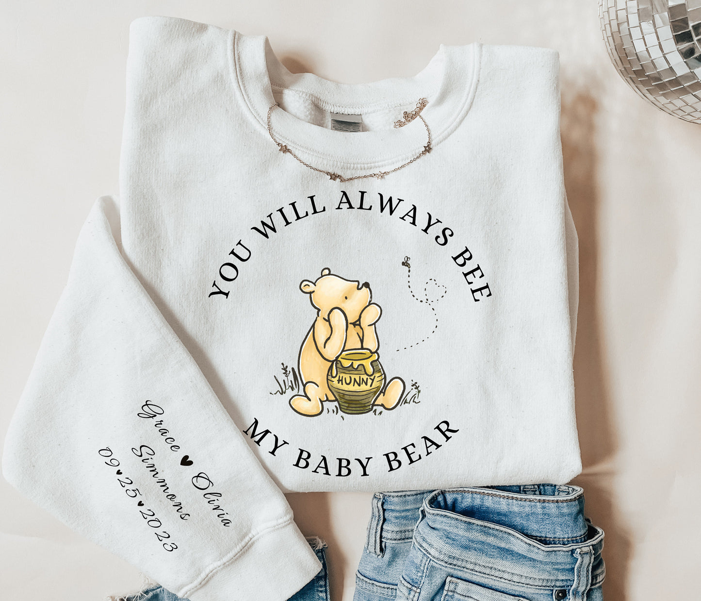 Custom Baby Loss Pooh Bear Crewneck