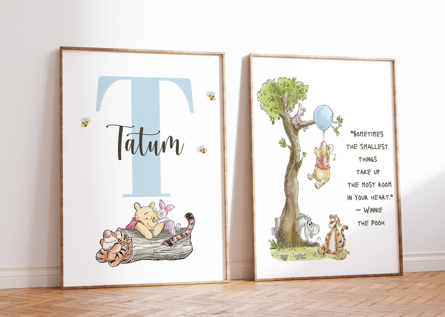 Set of 3 Personalized Name Pooh Nursery Digital Prints
