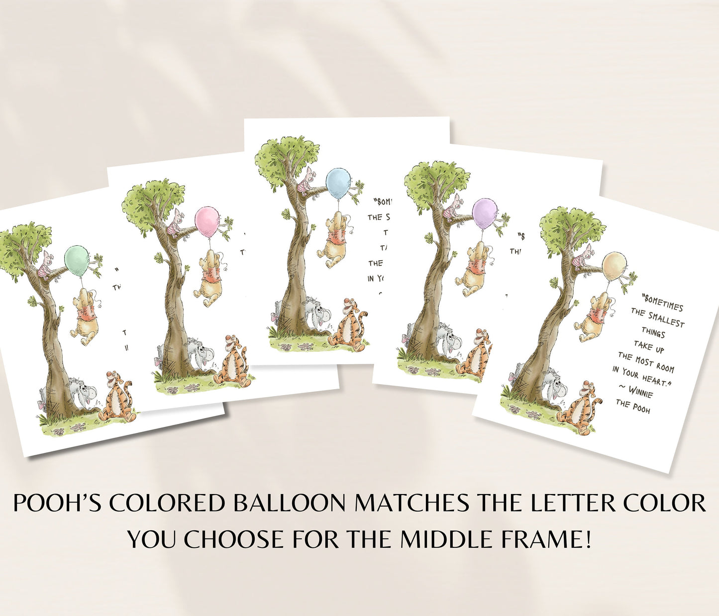 Set of 3 Personalized Name Pooh Nursery Digital Prints