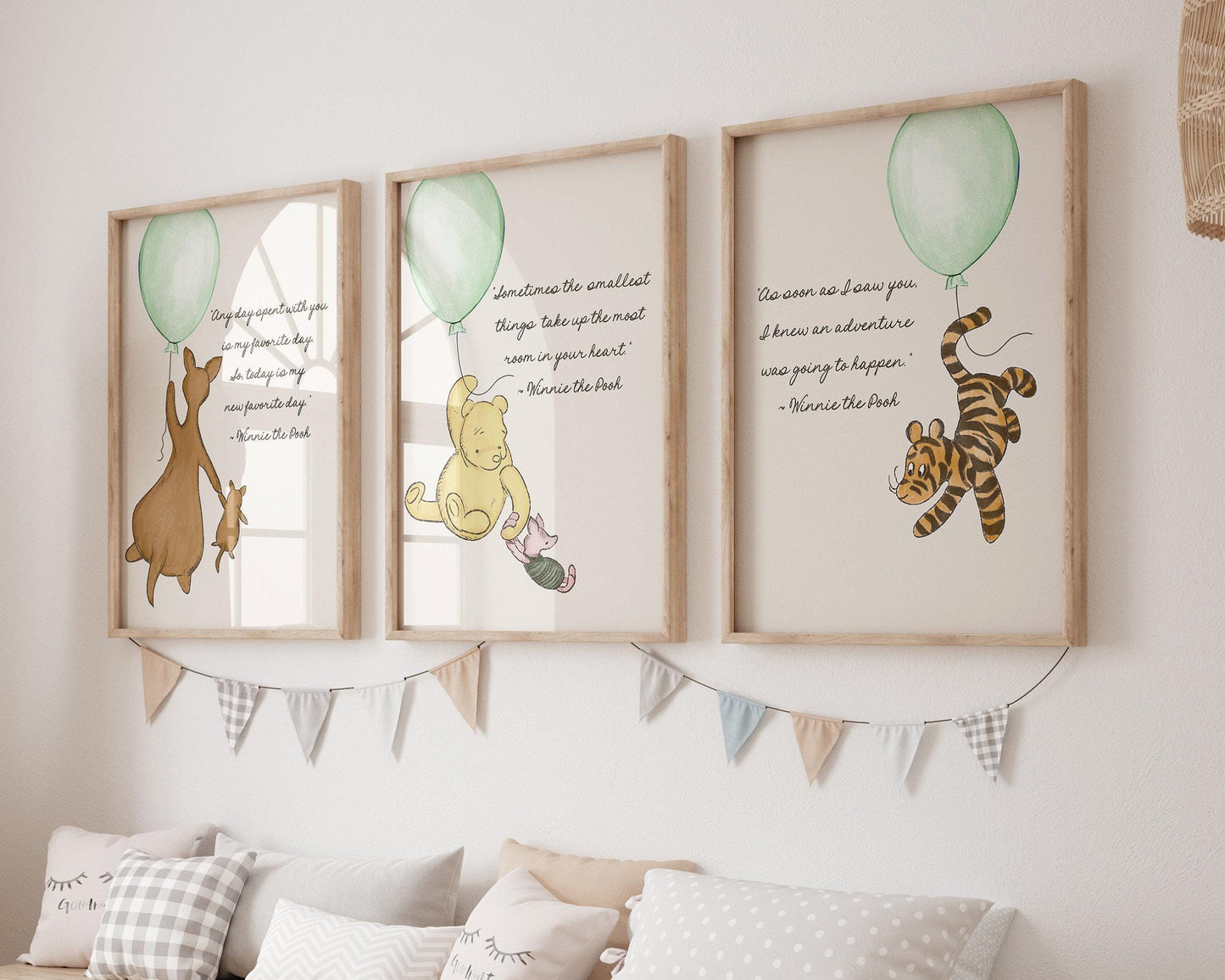 Set of 4 Pooh Bear Nursery Quote Digital Prints -- SAGE
