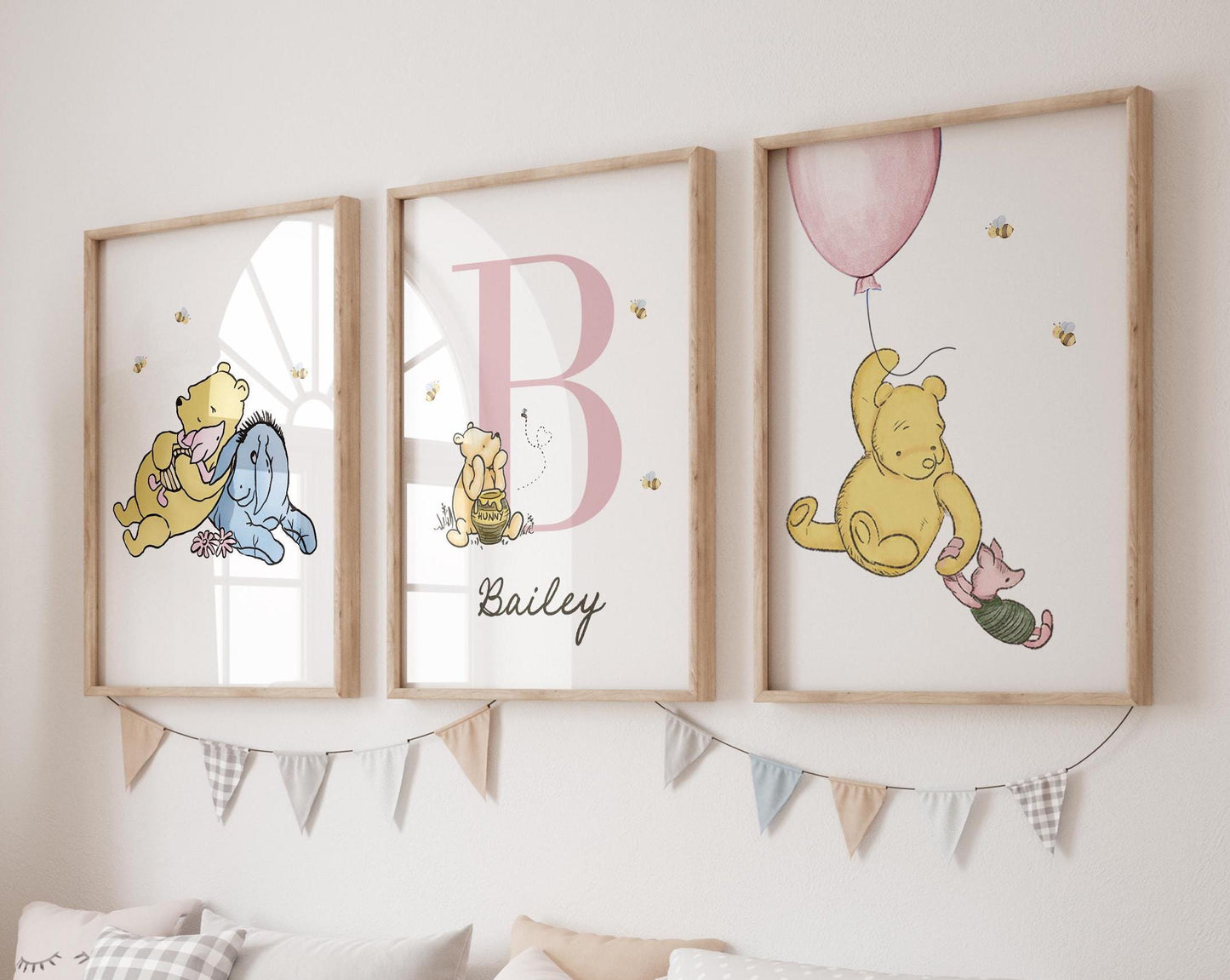 Set of 3 Custom Winnie the Pooh Digital Nursery Prints