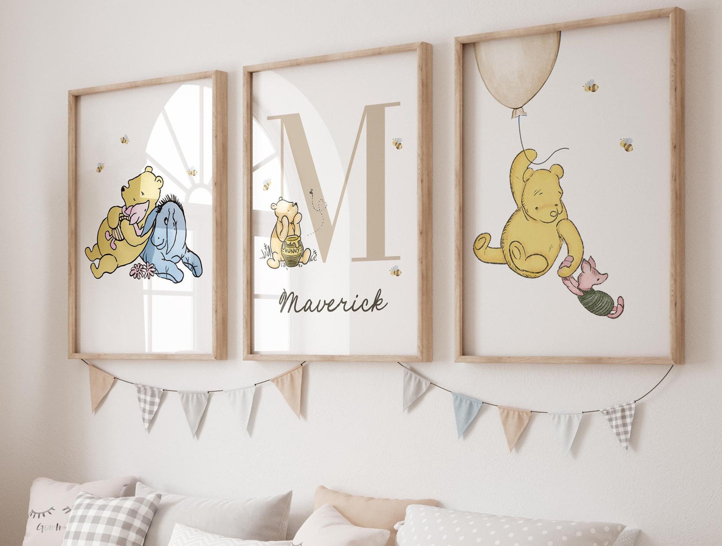 Set of 3 Custom Winnie the Pooh Digital Nursery Prints