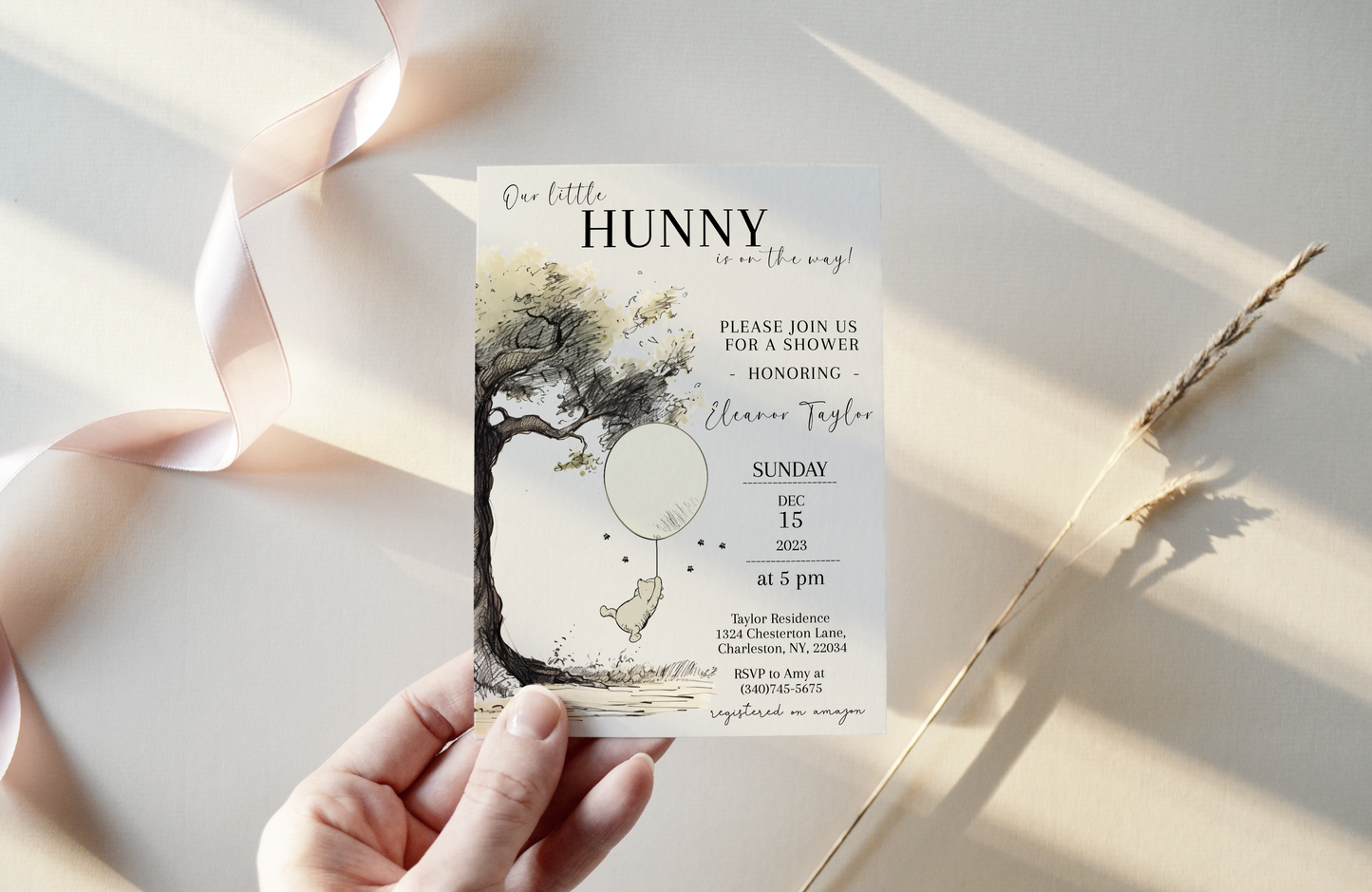 Classic Winnie the Pooh Baby Shower Invitation Suite