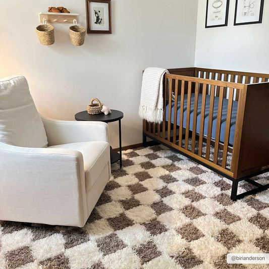 Brown Checkered Area Rug