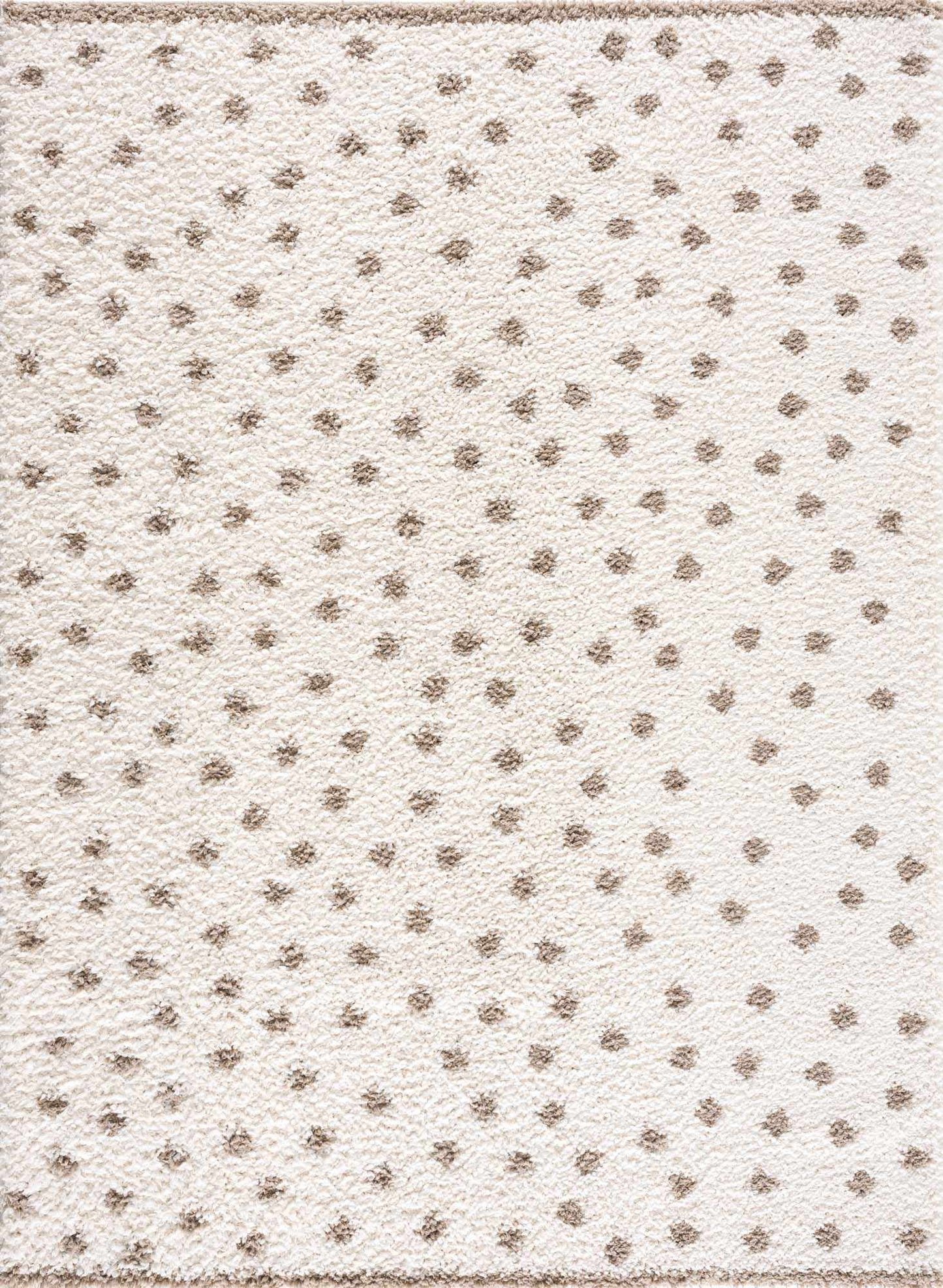 Dotted Cream & Brown Plush Rug